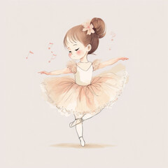 little ballerina watercolor paint generative Ai - obrazy, fototapety, plakaty