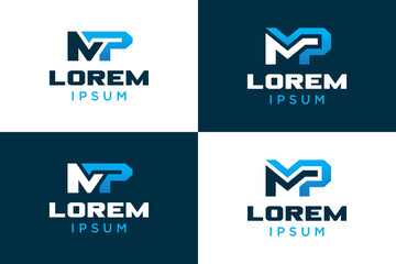 Strong monogram letter mp logo design