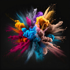 Powder splash art abstract color explosion, colorful graphic generative AI