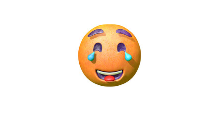 A laughing 3D emoji