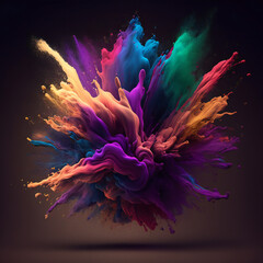 Powder splash art abstract color explosion, colorful graphic generative AI