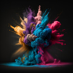 Powder splash art abstract color explosion, colorful graphic generative AI