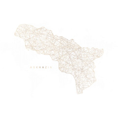 Low poly map of Abkhazia. Gold polygonal wireframe. Glittering vector with gold particles on white background. Vector illustration eps 10.