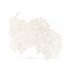 Low poly map of South Ossetia. Gold polygonal wireframe. Glittering vector with gold particles on white background. Vector illustration eps 10.