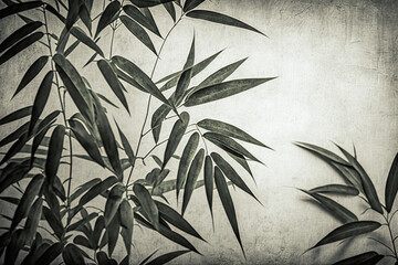 Vintage bamboo leaves illustration, rustic plant art for wallpaper, background, design