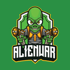 Vector alien mascot logo template for esport and sport team