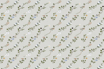 Seamless floral pattern wallpaper, fabric, texture, tapestry, gray background	