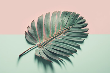 3d palm leaf illustration with a pastel backdrop made by generative ai