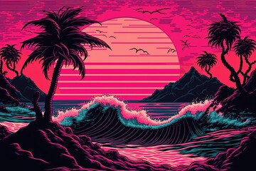 Vaporwave background, Generative AI