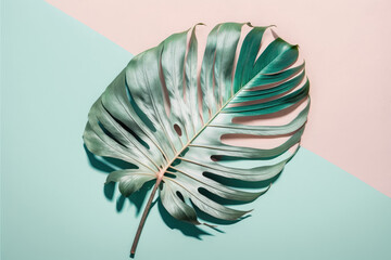 3d palm leaf illustration with a pastel backdrop made by generative ai