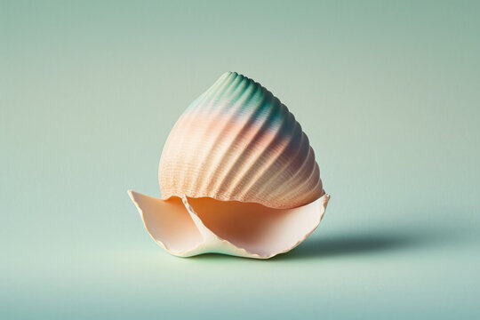 3d ocean shell illustration with pastel backdrop made by generative ai