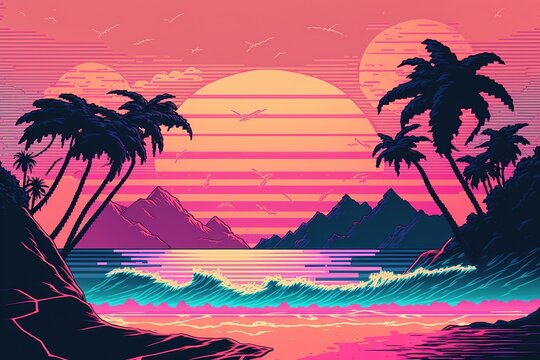 Vaporwave background, Generative AI