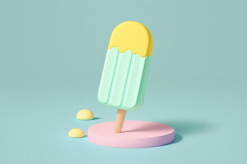 3d popsicle illustration with a pastel backdrop made by generative ai