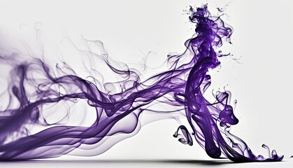 Fototapeta premium Abstract smoky wave flowing in violet colors on white background. generative ai