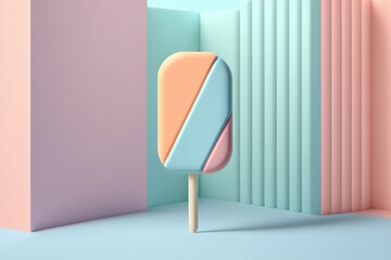 3d popsicle illustration with a pastel backdrop made by generative ai