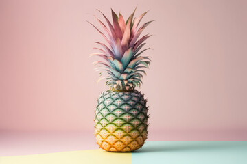 3d pineapple illustration with a pastel backdrop made by generative ai
