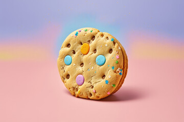 3d cookie illustration with a pastel backdrop made by generative ai