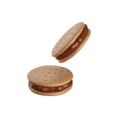Biscuit or cookie chocolate png file , 3D Rendering, 3D illustration