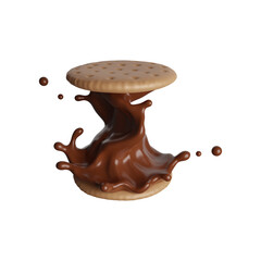 Biscuit or cookie chocolate splash png file , 3D Rendering, 3D illustration