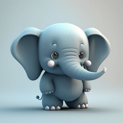 Cute elephant 3d style with clean background created with Generative AI technology