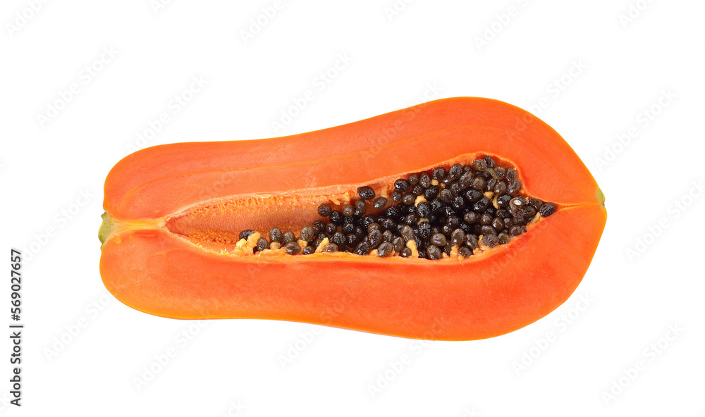 Poster sliced papaya on transparent png