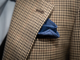 Close up of suit bespoke tailor and detail