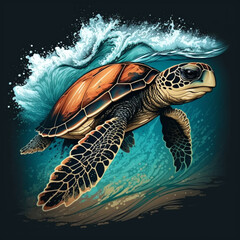 Sea turtle on the water hawaii