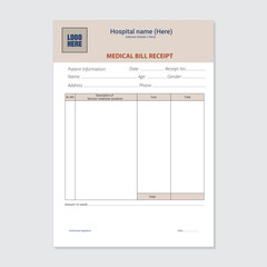 Medical bill receipt vector illustration template ready to print