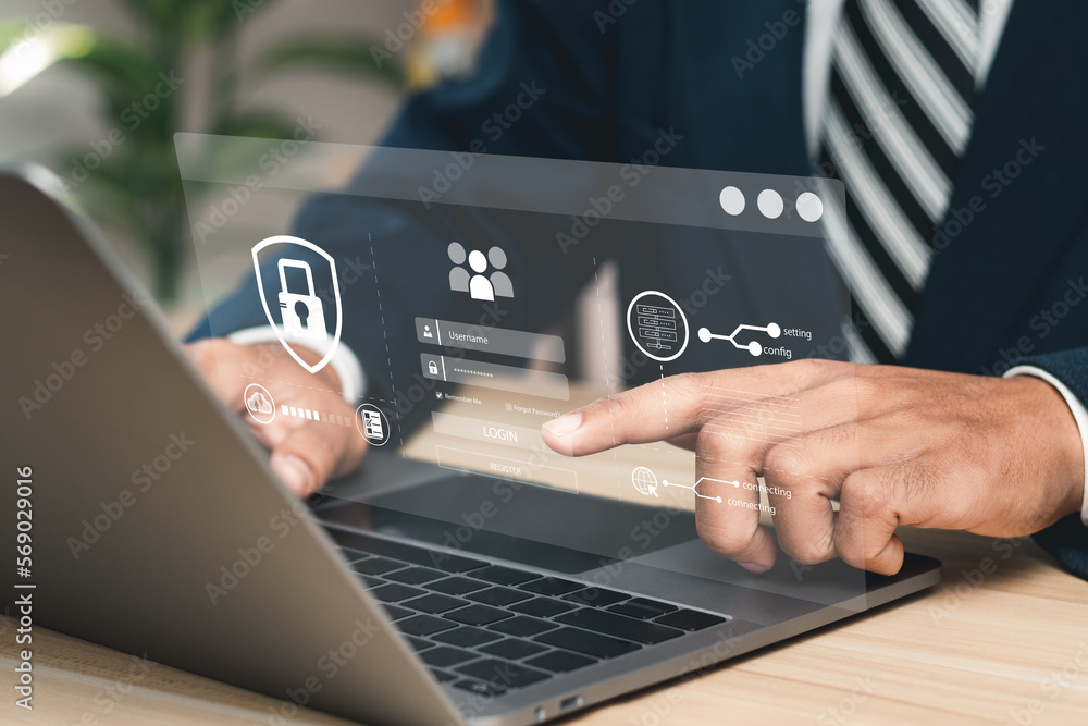 Poster cyber security concept. secure access to user's personal information, information security and encry
