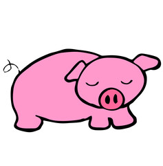 illustration of pink cartoon with sleepy eyes