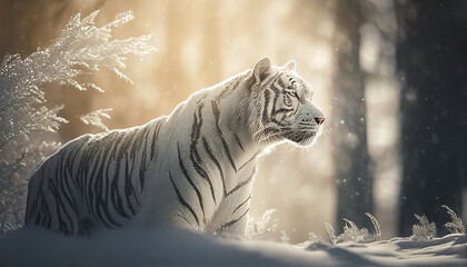 white tiger in snow