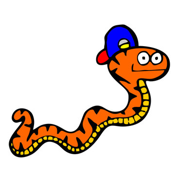 illustration of cute snake with blue hat