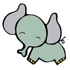 illustration of big cute elephant with big smile eyes