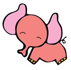 illustration of big pinky elephant with close eyes