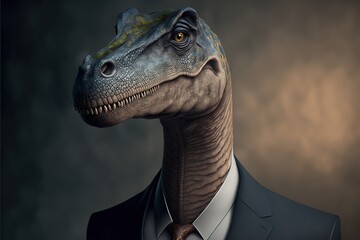 brachiosaur animal in suit, isolated, business, personality type, animal types created with generative ai technology