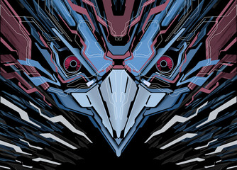 Cyberpunk Eagle Mecha Futuristic Background 26 - obrazy, fototapety, plakaty