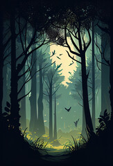 Forest illustration image, Ai generated