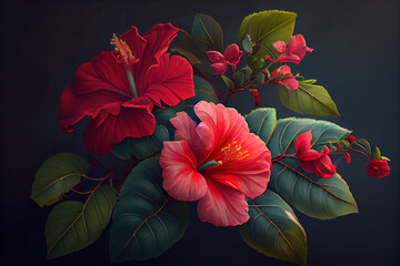 Beautiful Red Flowers Detailed Floral Background Generative AI 