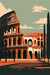 Plakat Colosseum in Rome, Italy. Vector illustration in flat style