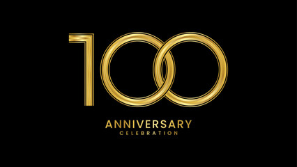 100th Anniversary celebration. Anniversary logo design with golden color for anniversary celebration event. Logo Vector Template Illustration