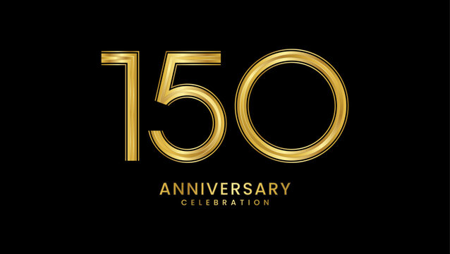 150th Anniversary celebration. Anniversary logo design with golden color for anniversary celebration event. Logo Vector Template Illustration