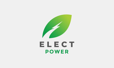 Logo vector green leaves illustration modern concept energy electric leaf icon