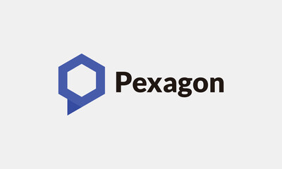 Logo vector blue hexagonal illustration creative design company identity