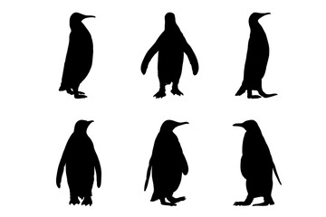 Set of silhouettes of Antarctic penguins vector design