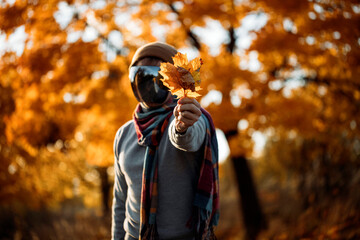 Fototapeta premium Hero. Autumn man. Male autumn. Fall. 