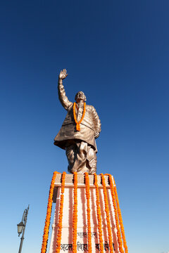 Atal Bihari Vajpayee former prime minister of India statue. The Ridge Christ Church and shopping street in Mall Road Shimla or Simla. Capital of Himachal Pradesh north India Himalayas.	
