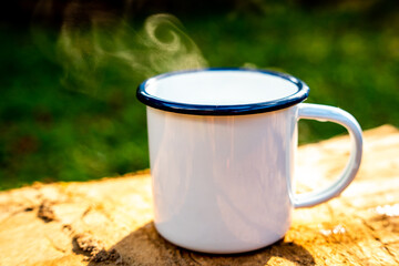 cup of coffee on a wooden table