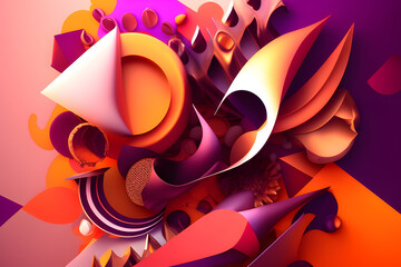 Purple and orange background with abstract shapes, Generative AI, AI Illustration