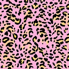 Seamless leopard skin texture. Pink and gold leopard print pattern created with Generative AI
