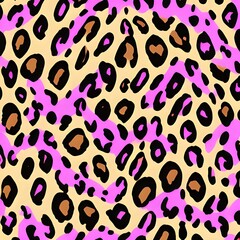 Obraz premium Seamless leopard skin texture. Pink and gold leopard print pattern created with Generative AI